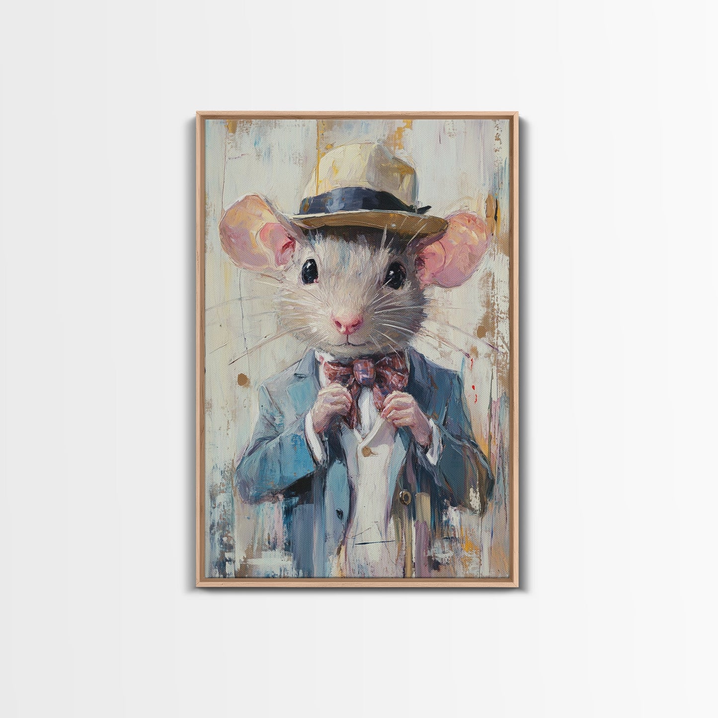 Dapper Rat Gentleman Canvas Print, Pet Rat Prints, Vintage Rat Art, Dressed Pets, Animals in Clothes, Pet in Costume Wall Art