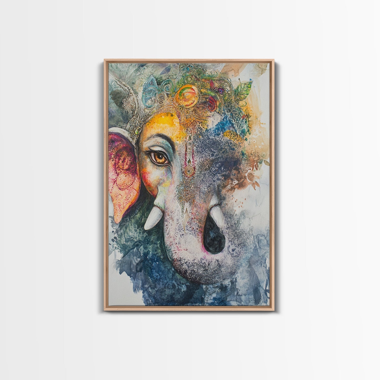 Ganesh Wall Art, Ganesha Painting Print, Framed Canvas Print, Painting of Ganesha, Ganesh Art