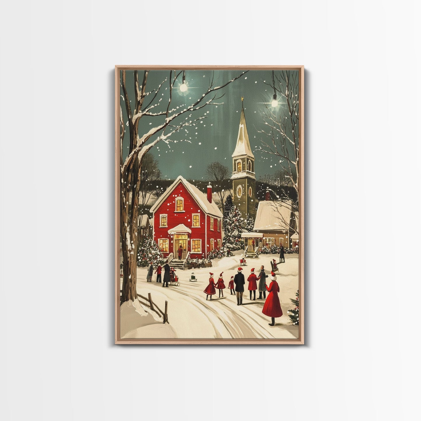 Small Town Christmas Painting Print, Christmas Village Art, Christmas Village Painting, Christmas Home Decor, Christmas Living Room Art