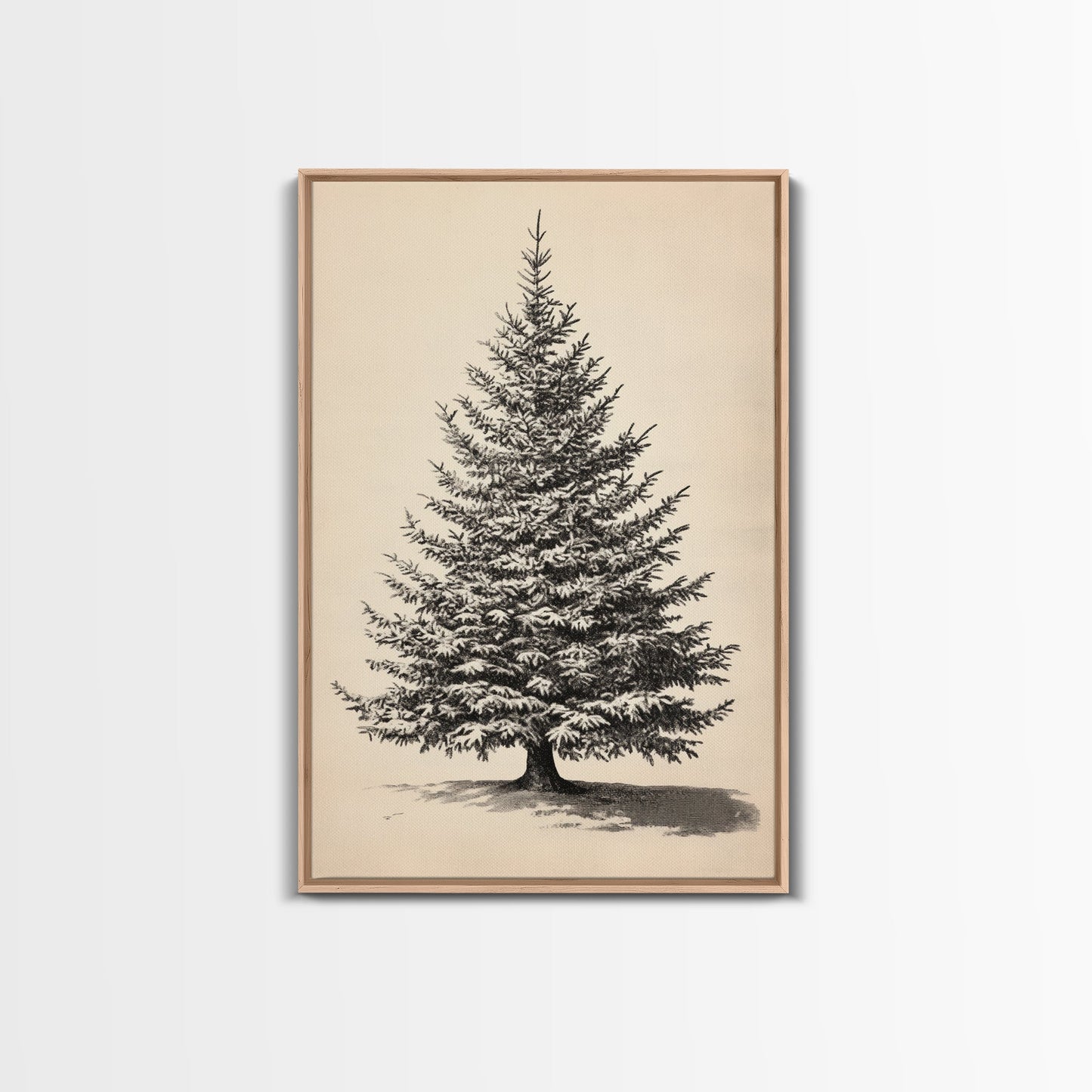 Sketch of a Christmas Tree Canvas Print - Framed Canvas - Minimalist Christmas Art - Boho Christmas Art - Rustic Christmas Art