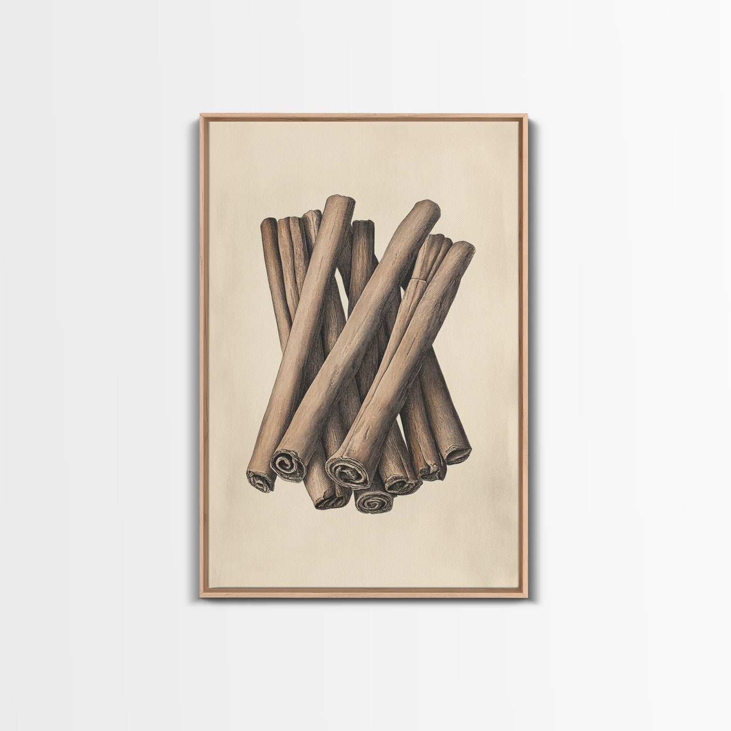 Christmas Cinnamon Sticks Canvas Print - Framed Canvas - Minimalist Christmas Art - Boho Christmas Art - Rustic Christmas Art