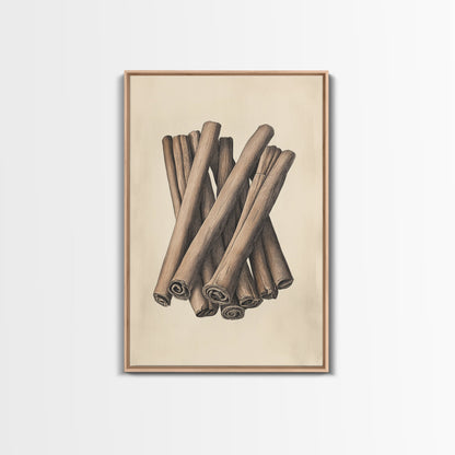 Christmas Cinnamon Sticks Canvas Print - Framed Canvas - Minimalist Christmas Art - Boho Christmas Art - Rustic Christmas Art