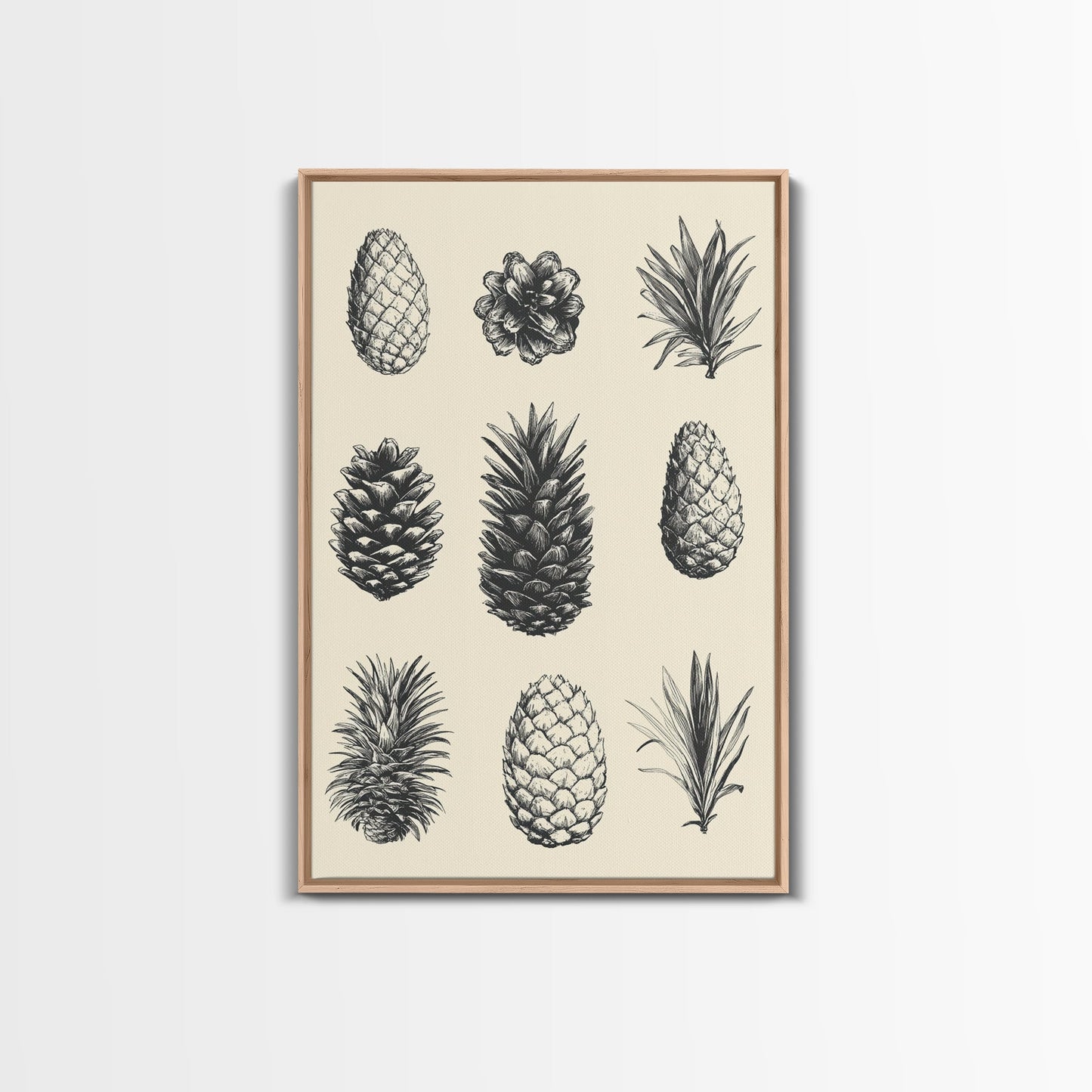 Christmas Pine Cones Canvas Print - Framed Canvas - Minimalist Christmas Art - Boho Christmas Art - Rustic Christmas Art - Pinecone Painting