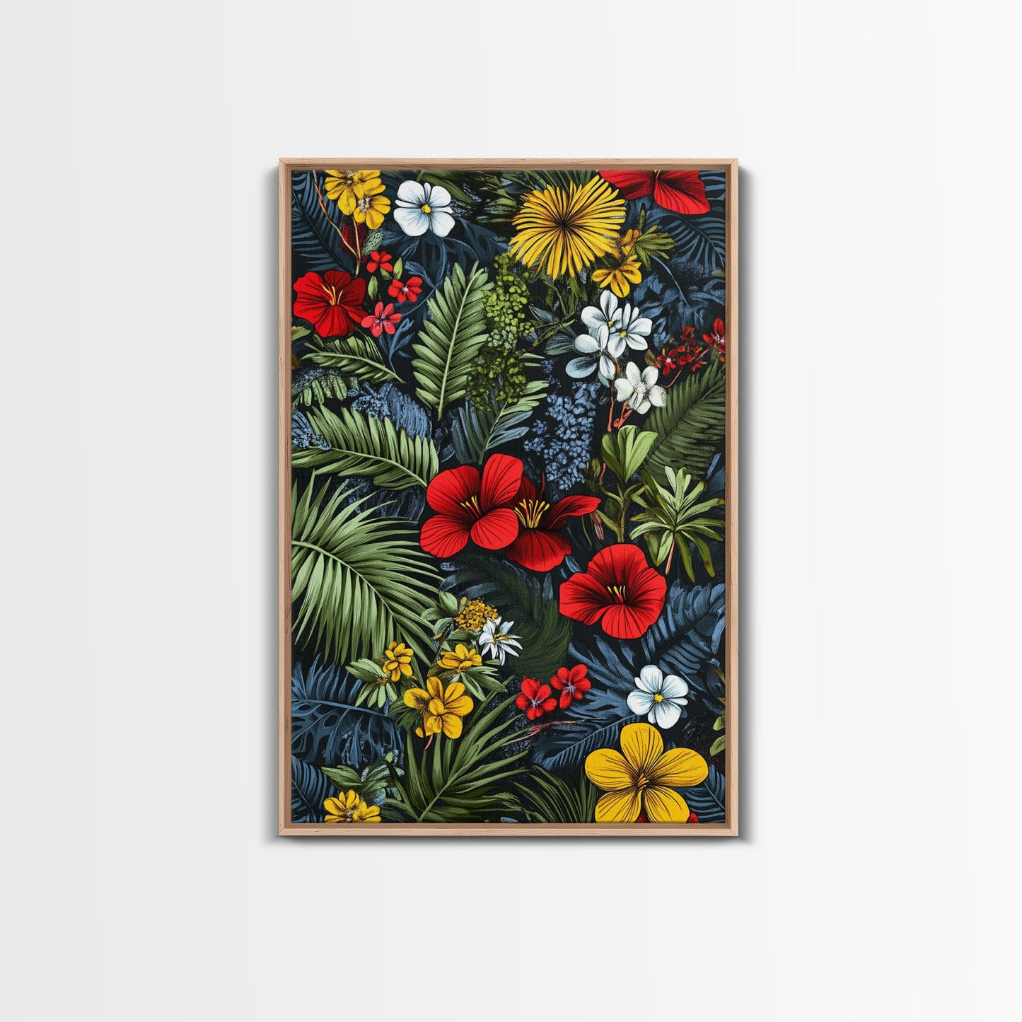 Jungle Painting Canvas Print, Mid-Century Modern Wall Art, Retro Home Decor, Wood Framed Canvas, Home Decor, Office Decor Gift Idea