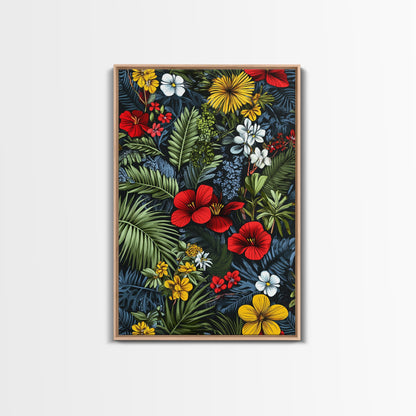 Jungle Painting Canvas Print, Mid-Century Modern Wall Art, Retro Home Decor, Wood Framed Canvas, Home Decor, Office Decor Gift Idea
