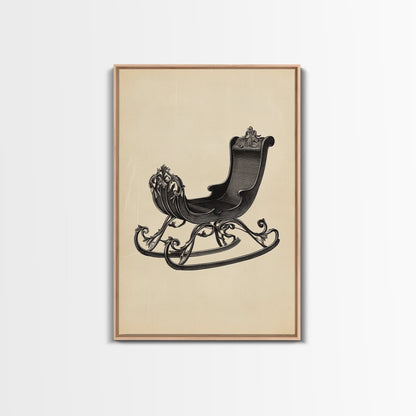 Christmas Sleigh Canvas Print - Framed Canvas - Minimalist Christmas Art - Boho Christmas Art - Rustic Christmas Art