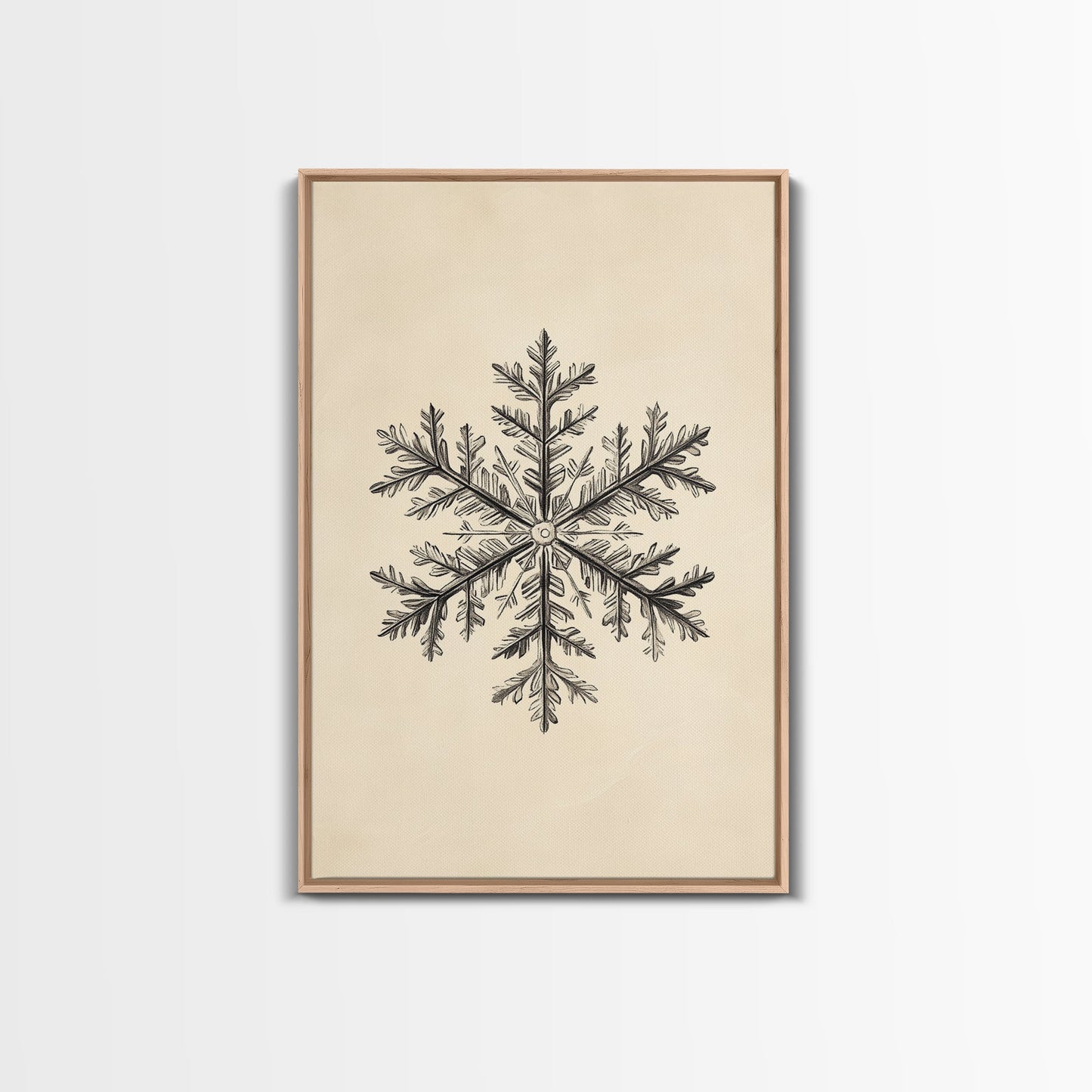 Drawing of a Snowflake Canvas Print - Framed Canvas - Minimalist Christmas Art - Boho Christmas Art - Rustic Christmas Art