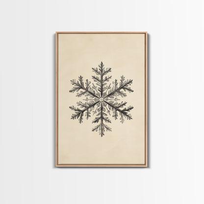 Drawing of a Snowflake Canvas Print - Framed Canvas - Minimalist Christmas Art - Boho Christmas Art - Rustic Christmas Art