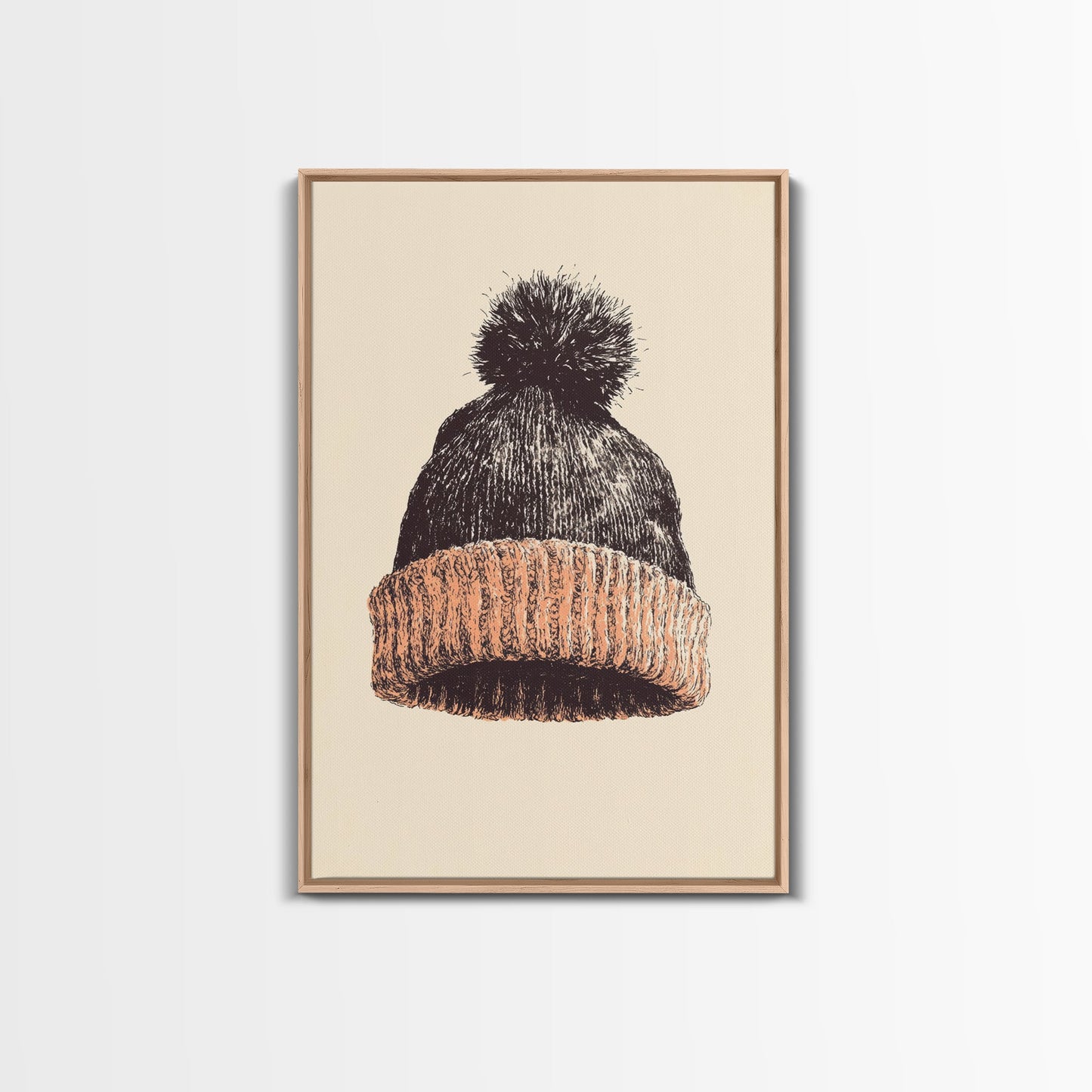 Christmas Beanie Hat Canvas Print - Framed Canvas - Minimalist Christmas Art - Boho Christmas Art - Rustic Christmas Art
