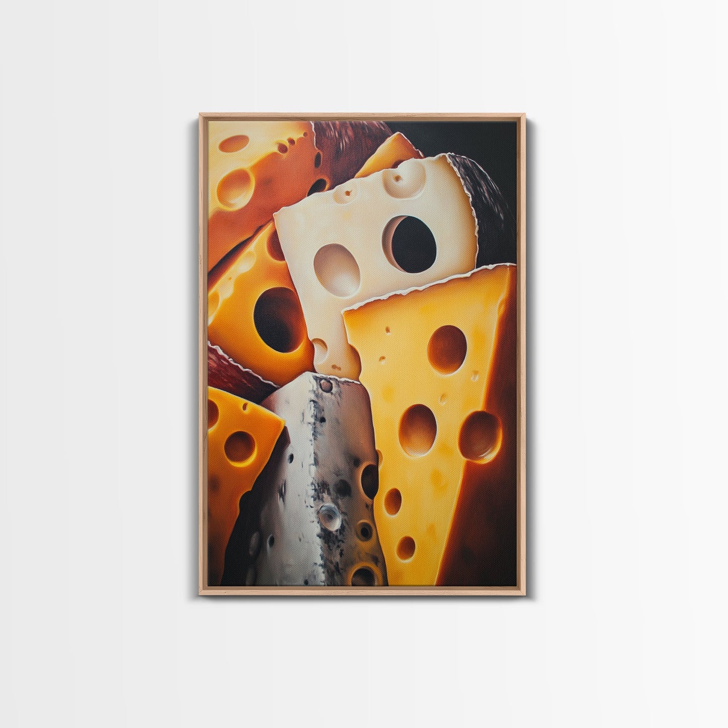 Kitchen Wall Art Painting of Cheese Canvas Print, Kitchen Decor, Modern Kitchen, Food Review Prop Decor