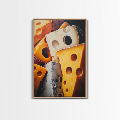 Kitchen Wall Art Painting of Cheese Canvas Print, Kitchen Decor, Modern Kitchen, Food Review Prop Decor