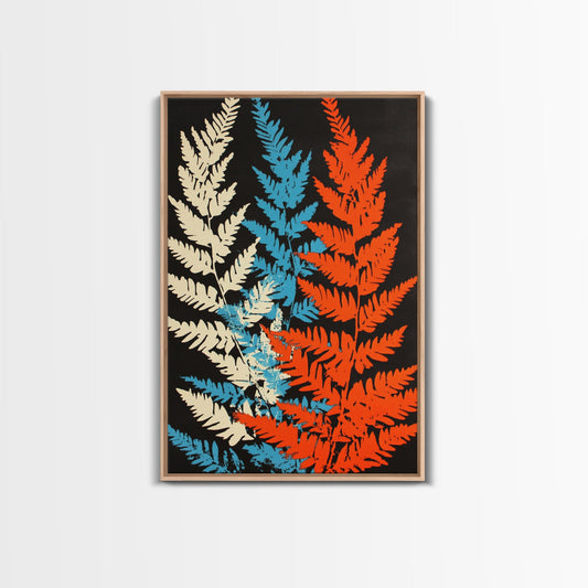 Fern Leaves Abstract Art Print, Retro MCM Style Home Decor, Mid Cenury Modern Abstract Wall Art, Fern Leaves Painting