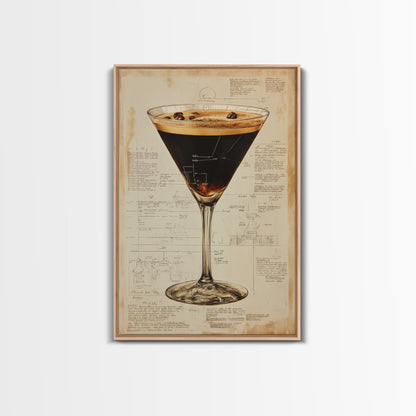 Espresso Martini Wall Art Canvas Print, Cocktail Painting, Cocktail Decor, Bar Decor, Bar Cart Art, Home Bar Wall Art, Kitchen Wall Art