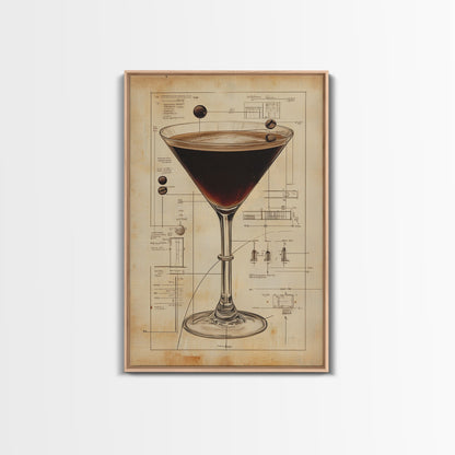 Espresso Martini Wall Art Canvas Print, Cocktail Painting, Cocktail Decor, Bar Decor, Home Bar Wall Art, Kitchen Wall Art