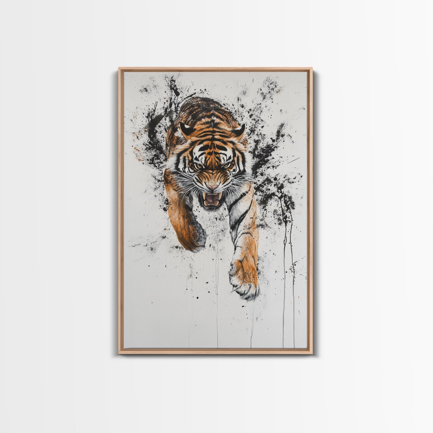 Animal Prints - Tiger Roar - Framed Canvas Print - Tiger Art - Tiger Decor -Gift For Him - Tiger Painting