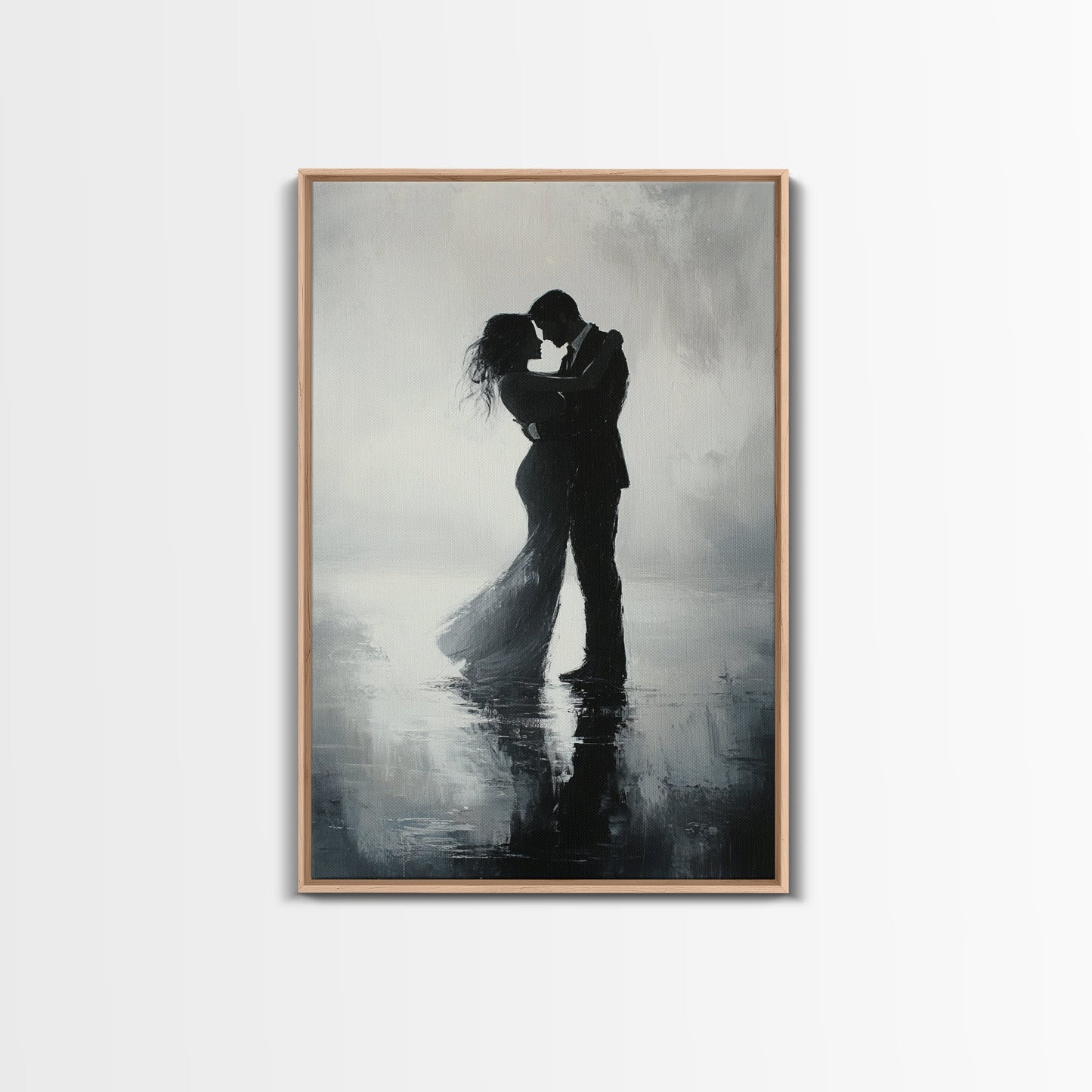 Oil Painting Print Of a Couple Dancing, Wood Framed Wall Art, Wedding Gift Idea, Wedding Decoration, Couple Dancing Art, Couple Painting