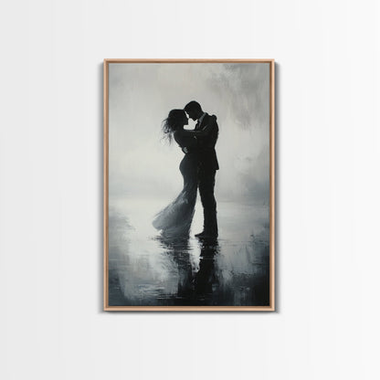 Oil Painting Print Of a Couple Dancing, Wood Framed Wall Art, Wedding Gift Idea, Wedding Decoration, Couple Dancing Art, Couple Painting