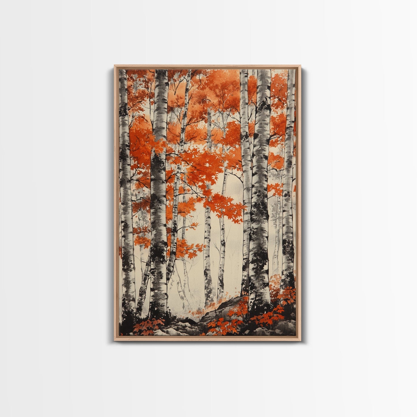 Birch Forest Art Print Autumn Aspen Trees Wall Art Birches Canvas Print Watercolor Landscape Colorado Art Neutral Fall Forest Painting