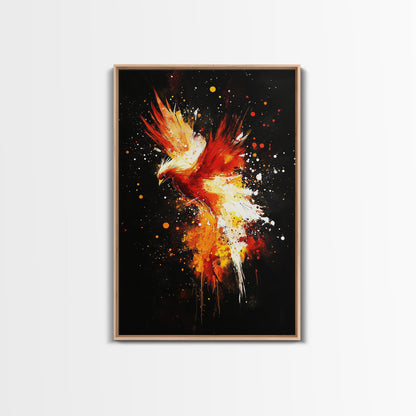 Phoenix In Flames, Retribution, Framed Canvas Print, The Phoenix, Framed Wall Art, Original Painting Phoenix, Punk Art, Graffiti Art