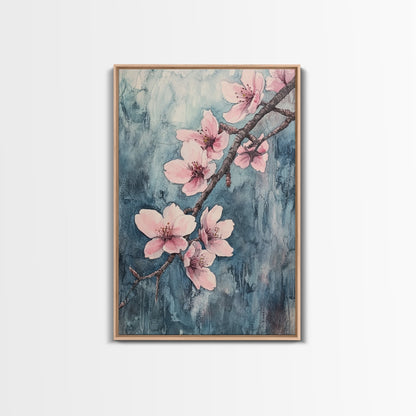 Home Decor Cherry Blossoms Wall Art, Cherry Blossom Art, Large Gallery Wrapped Canvas, Ready To Hang Aesthetic Decor, Cherry Blossom Art