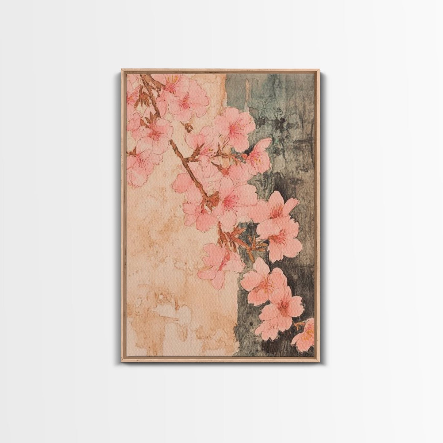 Skaura Tree Canvas Wall Art, Sakura Cherry Blossoms Canvas Print Ready To Hang, Japanese Style Art, Cherry Blossom Painting