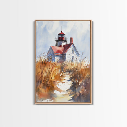 Maine Wall Art, Canvas Print, Ready To Hang Wall Art With Wood Frame, Maine Watercolor Painting, Nautical Home Decor