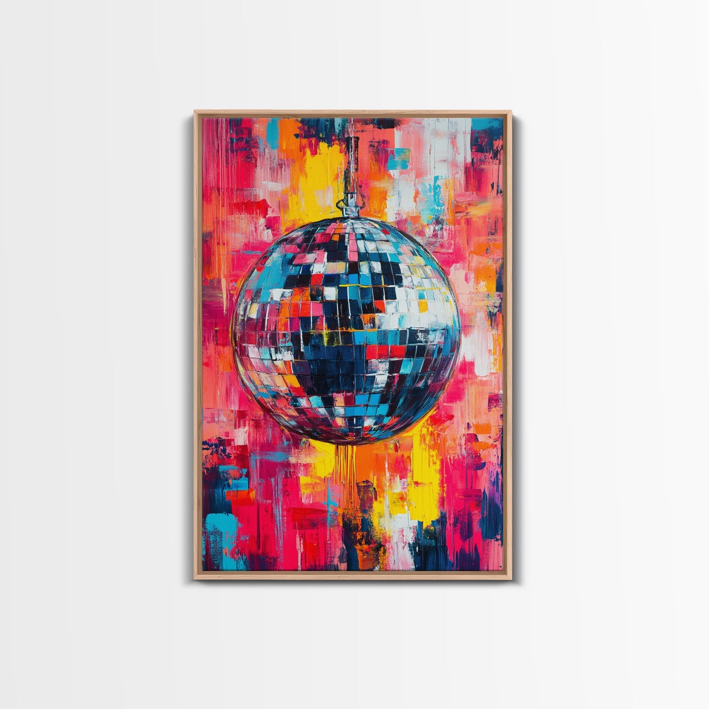 Graffiti Abstract Disco Ball Painting Print, Disco Ball Canvas Print, Rainbow Disco Ball, Pop Art Disco Ball Wall Art For Living Room