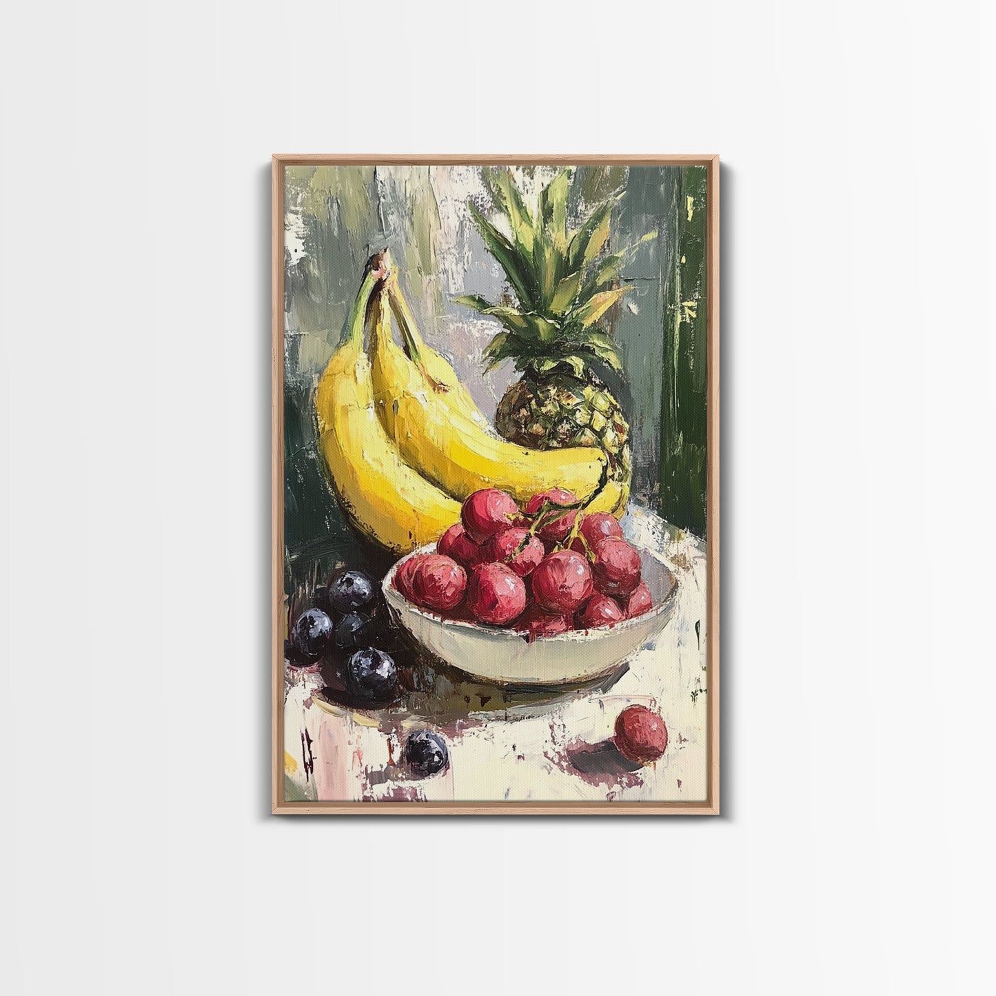 Retro Antique Fruit Still Life Oil Painting Canvas Print, Wood Framed Canvas, Still Life Art, Oil Painting Print, Kitchen Decor, Kitchen Wall Art