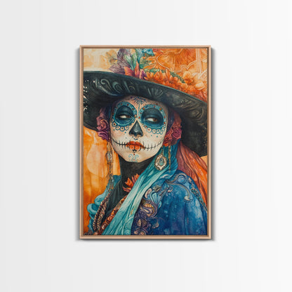 Chicano Art Framed Canvas Print, Day of the Dead / Dia De Los Muertos Wall Art, Mexicano Decor, Mexicano Wall Art, Southwestern Wall Art