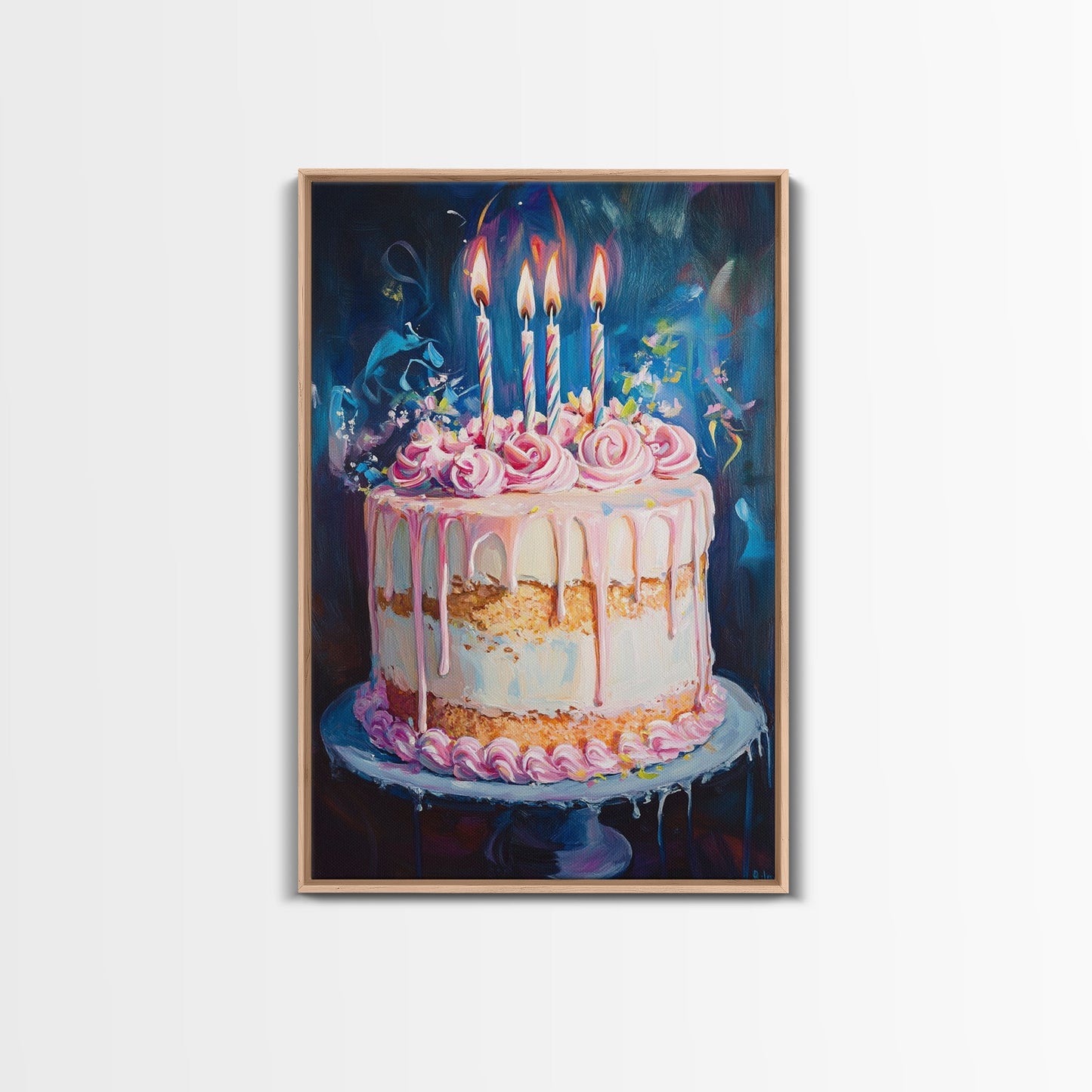The Birthday Cake, Abstract Canvas Print Oil Painting Of a Birthday Cake, Kitchen Decor, Food Review Kitchen Art, Dining Room Art