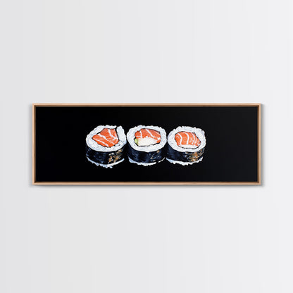 Abstract Sushi Painting Print, Food Art, Framed Canvas Print, Kitchen Decor, Minimalist Kitchen Wall Art, Kitchen Painting, Wall Art For Kitchen