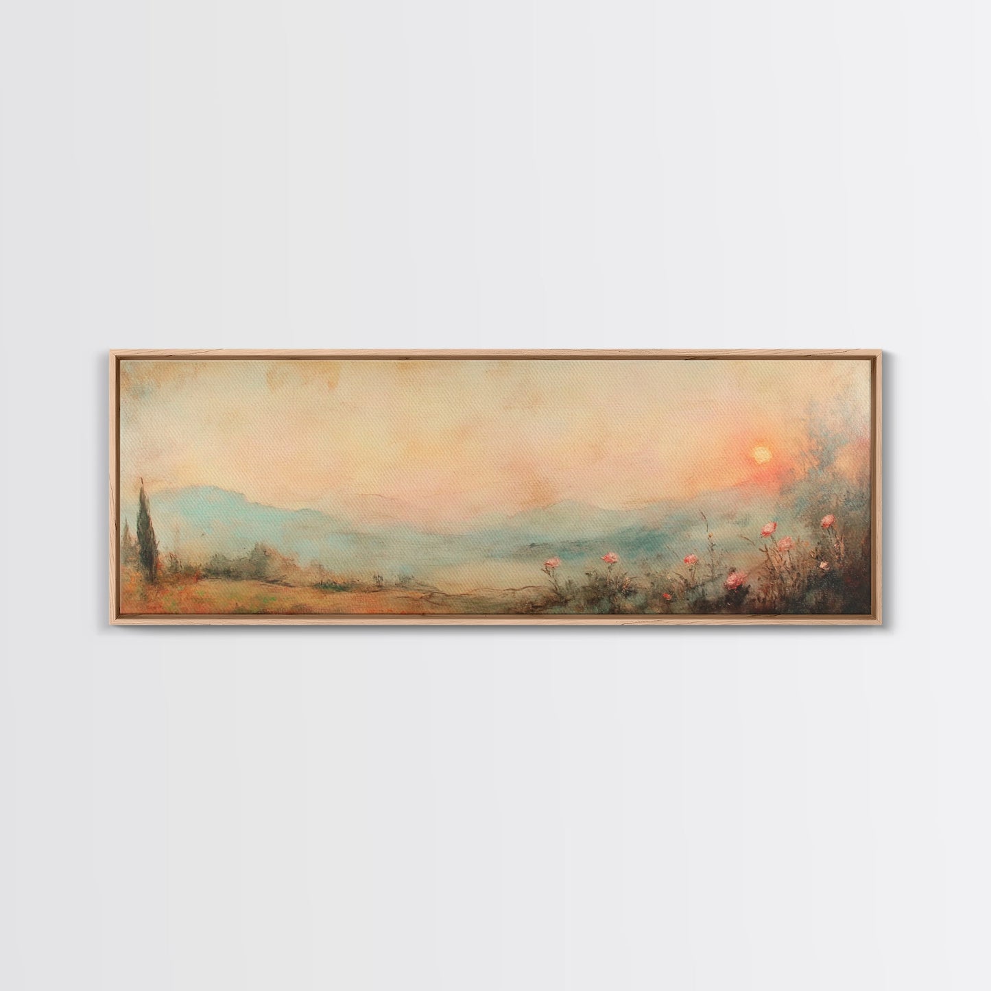 Moody Floral Landscape Painting Print, Panoramic Wall Art, Moody Artwork, Moody Landscape, Moody Wallpaper Wall Art, Moody Art Print
