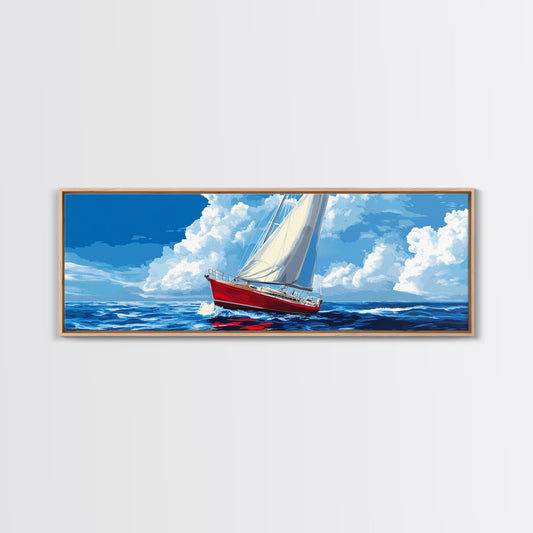 Vintage Sailboat Painting Print - Vibrant Pop Art Sail Boat Wall Art Nautical Home Decor - Seascape Painting - Nautical Wall Art