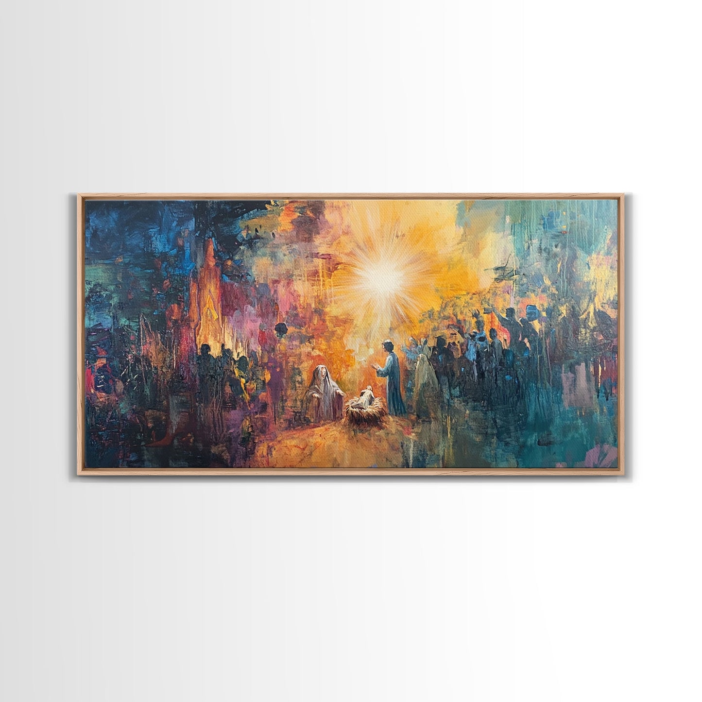 Nativity Painting Canvas Print | Christmas Wall Art | Christian Art | Christian Painting | Nativity Drawing | Nativity Oil Painting | Living Room Art