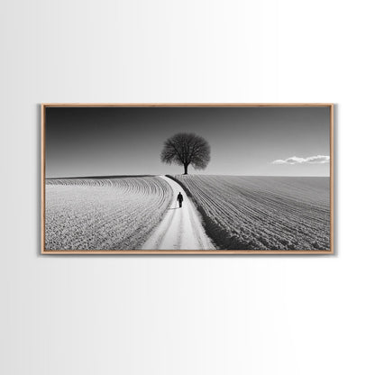 Black and White Photography Style Print - Framed Canvas Print - Subdued Home Decor - Ready to Hang Wall Art - Centerpiece Wall Art