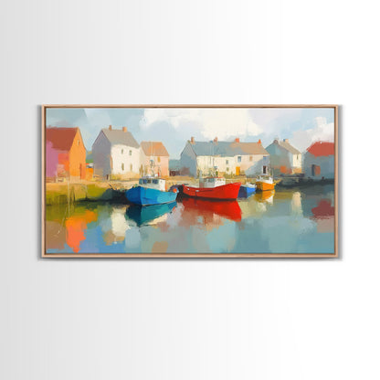 Retro Nantucket Wall Art Framed Canvas Print | Nantucket Oil Painting | Nantucket Decor | Nautical Wall Art | Seascape Painting