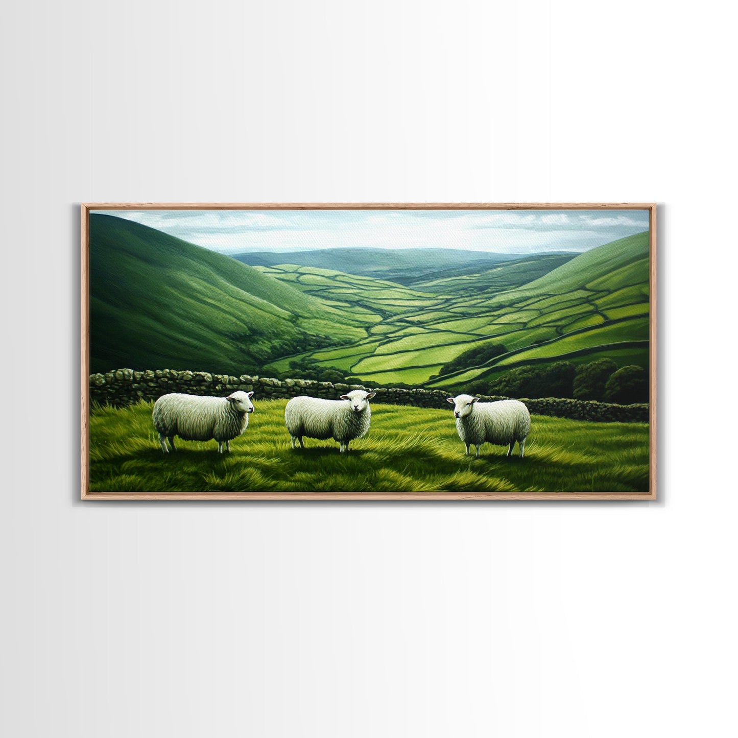 Scottish Highlands Canvas Print | Scottish Farmhouse Wall Art | Painting of Sheep in Scotland | Scotland Landscape Oil Painting
