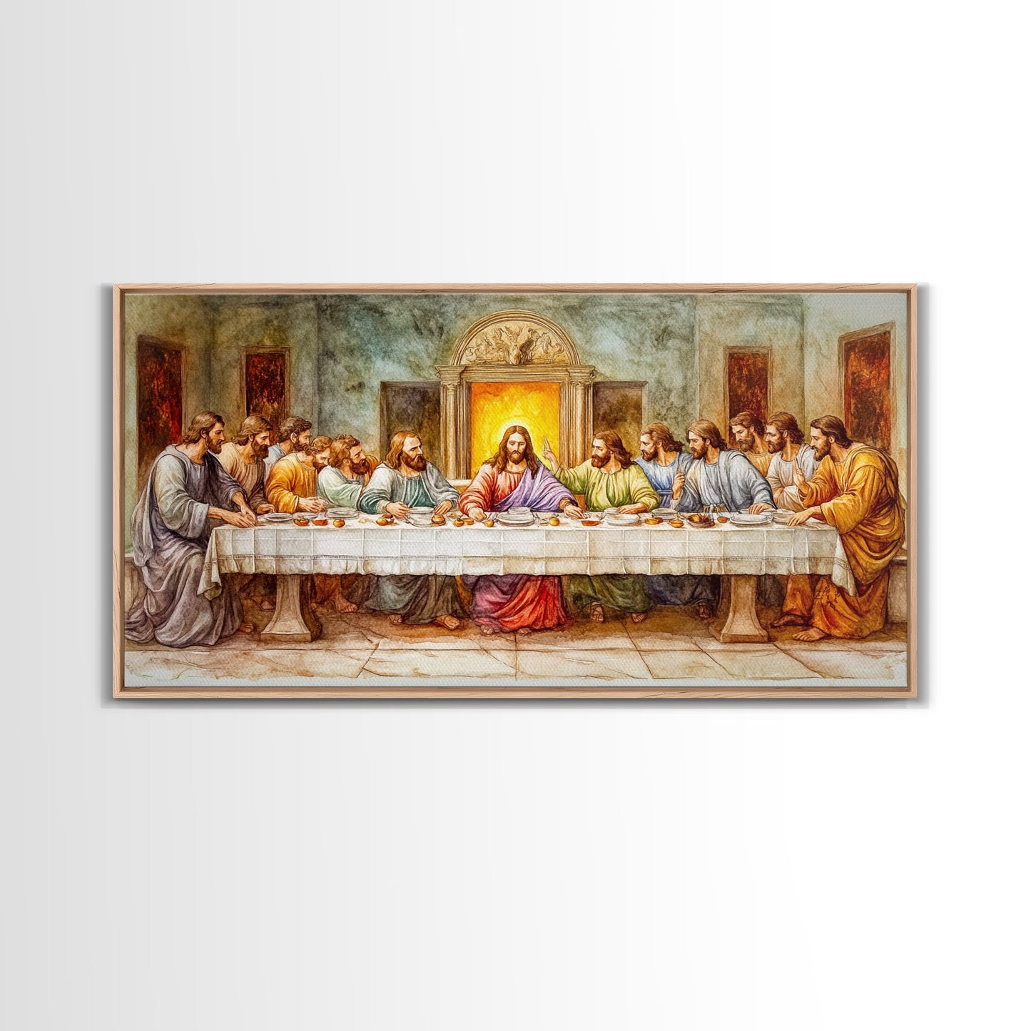 The Last Supper Reimagined - Framed Canvas Print - Christian Wall Art - Christian Decor - Jesus Painting - Jesus Art