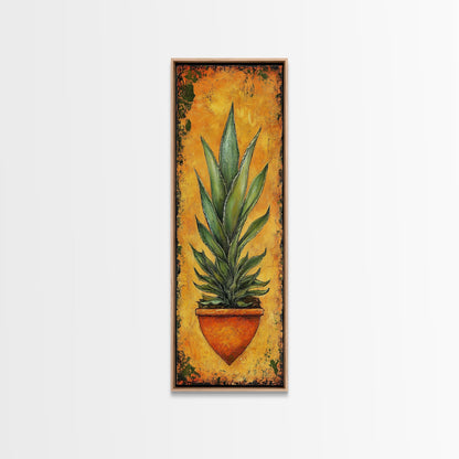 Vibrant Agave in Terra Cotta Framed Canvas Print Rustic Decor Agave Painting Botanical Prints Kitchen Wall Art