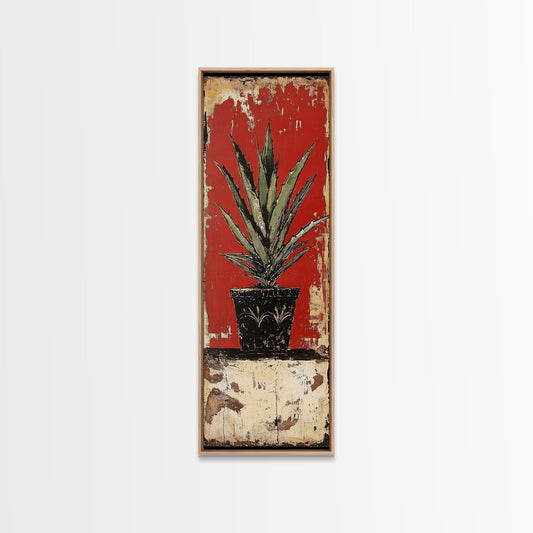 Agave Plant in Red Pot Canvas Print Southwest Wall Art Rustic Decor Botanical Prints Bold Colors Living Room Art