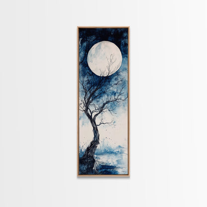 Canvas Print Full Moon with Tree Art, Dark Romance Rustic Wall Decor, Unique Above Couch Art, Moody Bedroom Decor Gift Idea