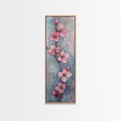 Delicate Cherry Blossom Branch Painting - Canvas Print for Floral Wall Art, Botanical Decor, Pink Bloom Art, Spring Wall Decor, Nature Print