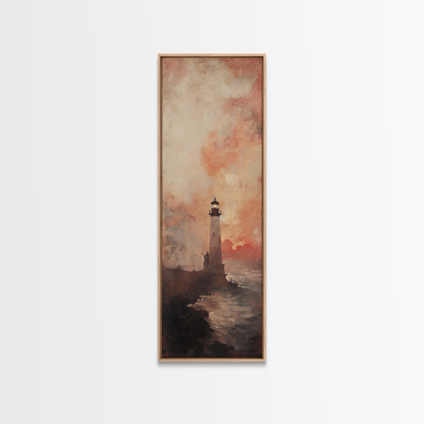 Lighthouse Wall Art Framed Canvas Print - Sunset Wall Art - Coastal Decor - Nautical Decor
