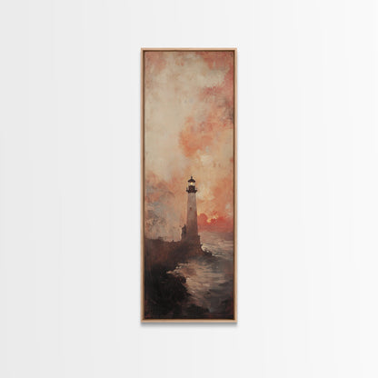 Lighthouse Wall Art Framed Canvas Print - Sunset Wall Art - Coastal Decor - Nautical Decor