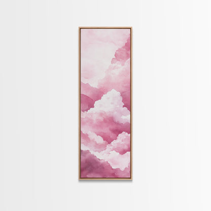 Dreamy Pink Clouds Canvas Print Light Pink Wall Art Vertical Living Room Art Minimalist Decor Bedroom Above Bed Wabi Sabi Art