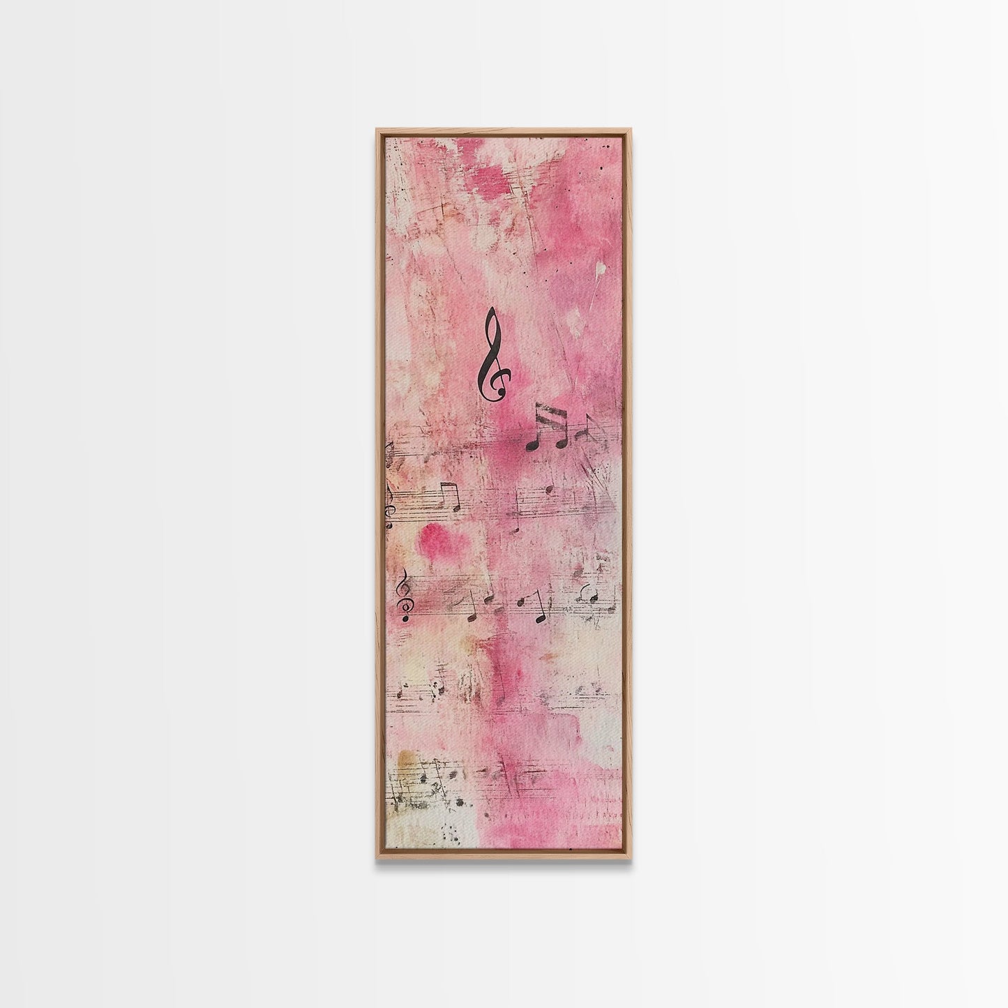 Musical Notes Abstract Canvas Print Pink Abstract Art Whimsical Art Rustic Decor Gift Idea Music Lovers Light Pink Wall Art