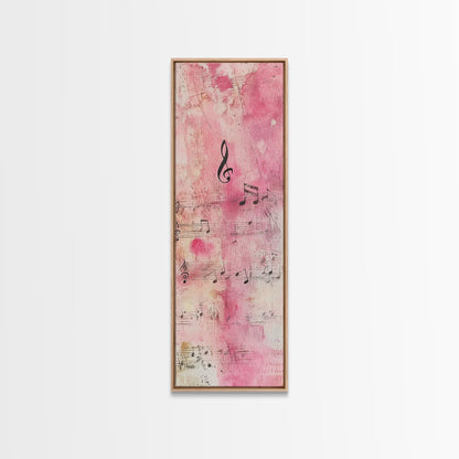 Musical Notes Abstract Canvas Print Pink Abstract Art Whimsical Art Rustic Decor Gift Idea Music Lovers Light Pink Wall Art