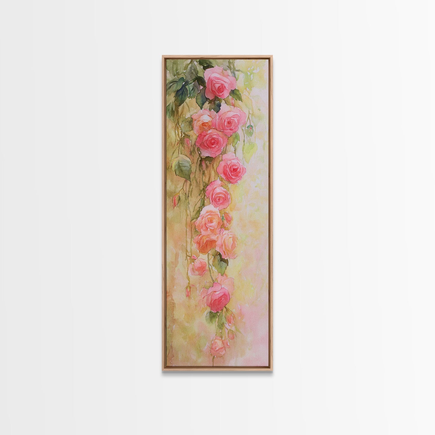 Cascading Roses Canvas Print Wildflower Painting Botanical Prints Vertical Wall Art Farmhouse Art Rustic Wall Art Romantic Gift