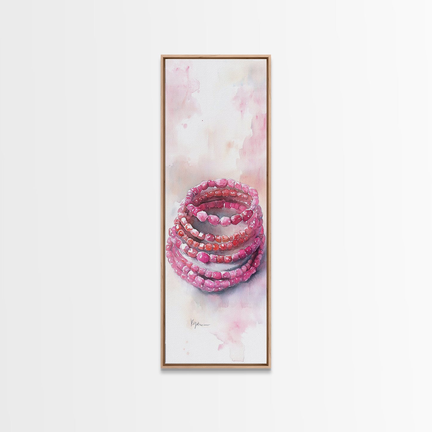 Gemstone Stack Canvas Print Whimsical Watercolor Art Pink Crystal Wall Art Bedroom Decor Gem Lover Unique Living Room Art