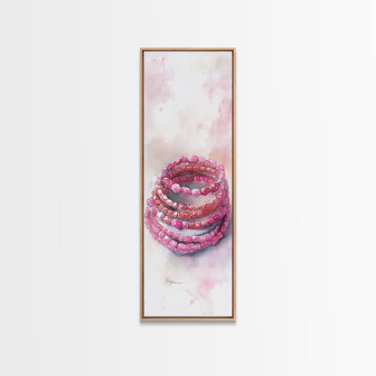 Gemstone Stack Canvas Print Whimsical Watercolor Art Pink Crystal Wall Art Bedroom Decor Gem Lover Unique Living Room Art